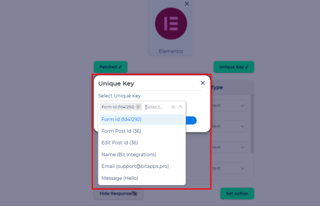 Elementor Form Integration - Set Unique Key
