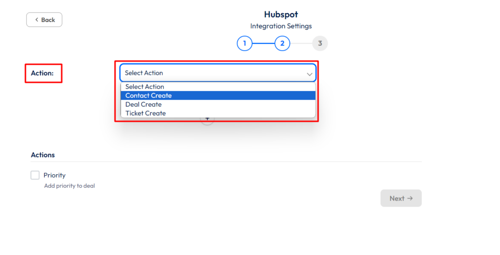 HubSpot Integration with Bit Form - Action - Contact Create