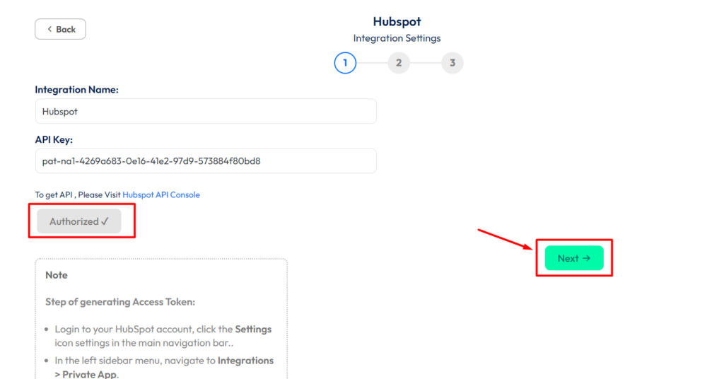 HubSpot Integration with Bit Form - Authorization is Success