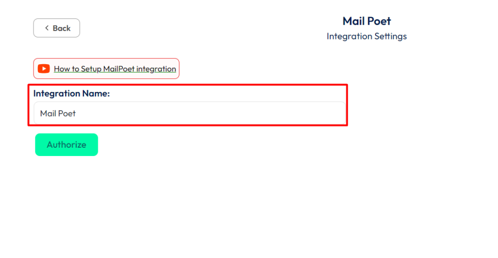 MailPoet Integration with Bit Form - Set Integration Name