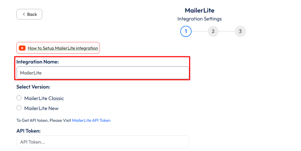 MailerLite Integration Bit Form - Set Integration Name