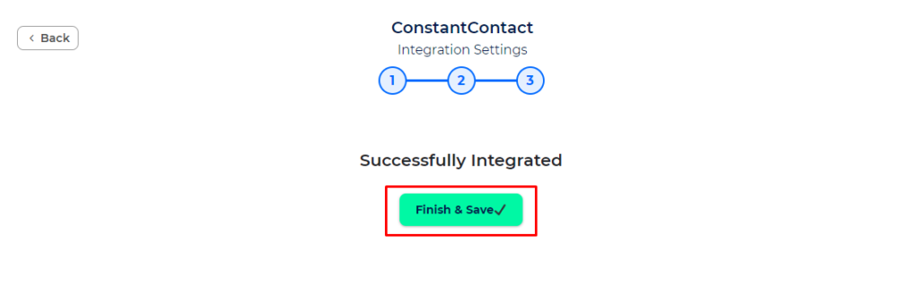 Constant Contact finish and save