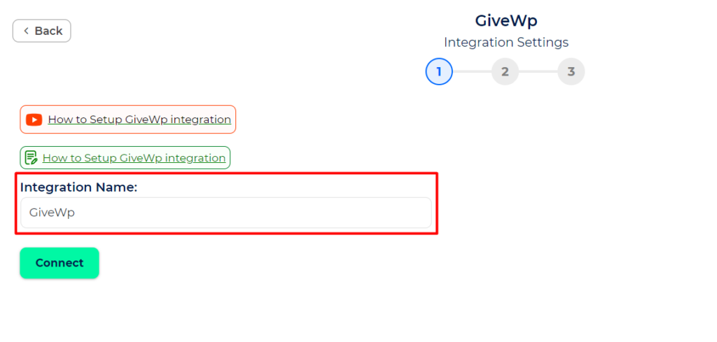 GiveWp Integrations - Set Integrations Name