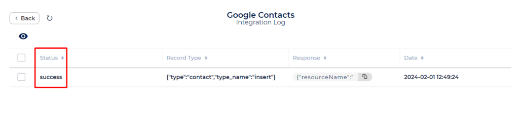 Google Contacts Integrations - Success