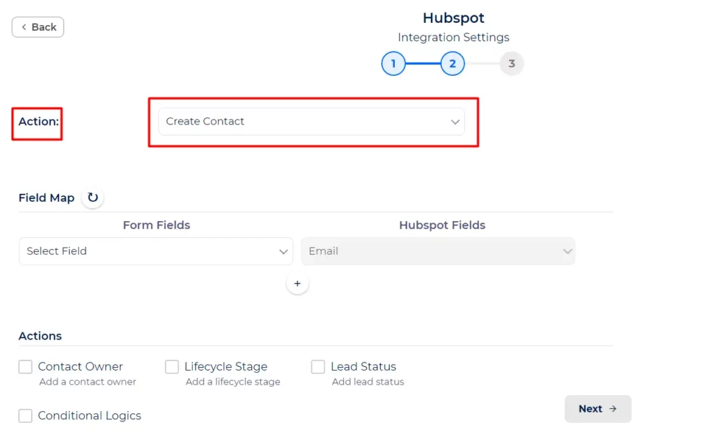 HubSpot Integrations - Action - Contact Create