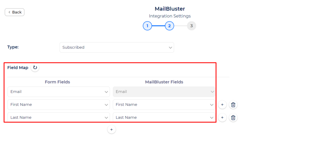 MailBluster Integration With Bit Integrations - Fields Mapping