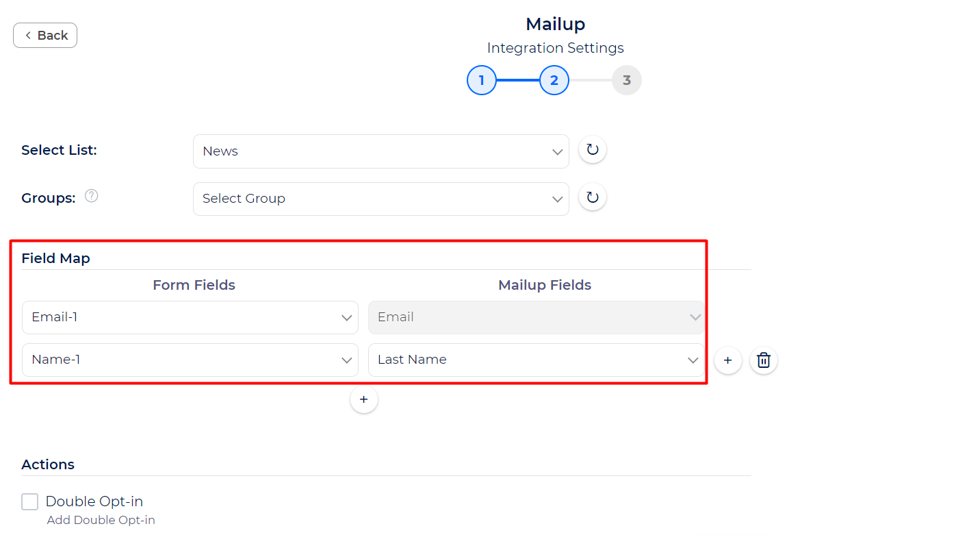 MailUp Integration with Bit Integrations - Field Mapping