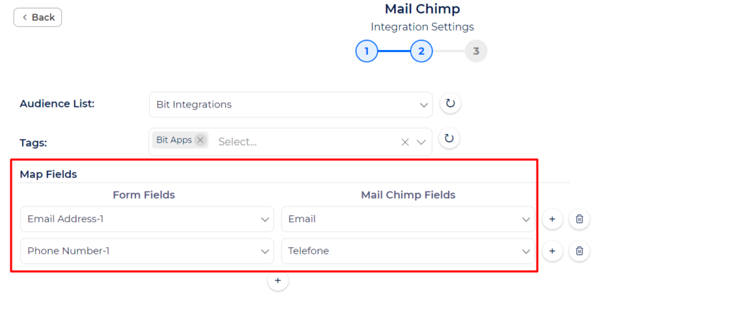 Mailchimp Integration with Bit Integrations - Fields Mapping