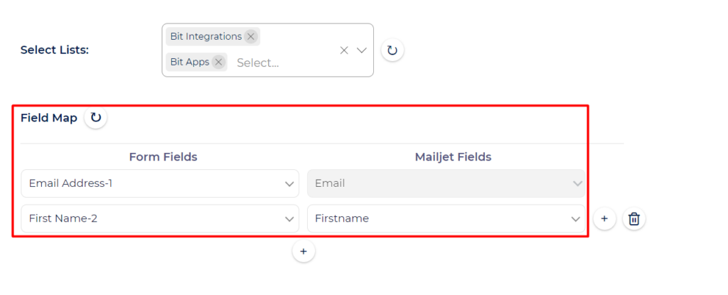 Mailjet Integration with Bit Integrations - Field Mapping