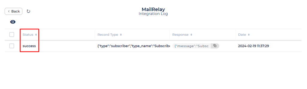 Mailrelay Integration with Bit Integrations - Success