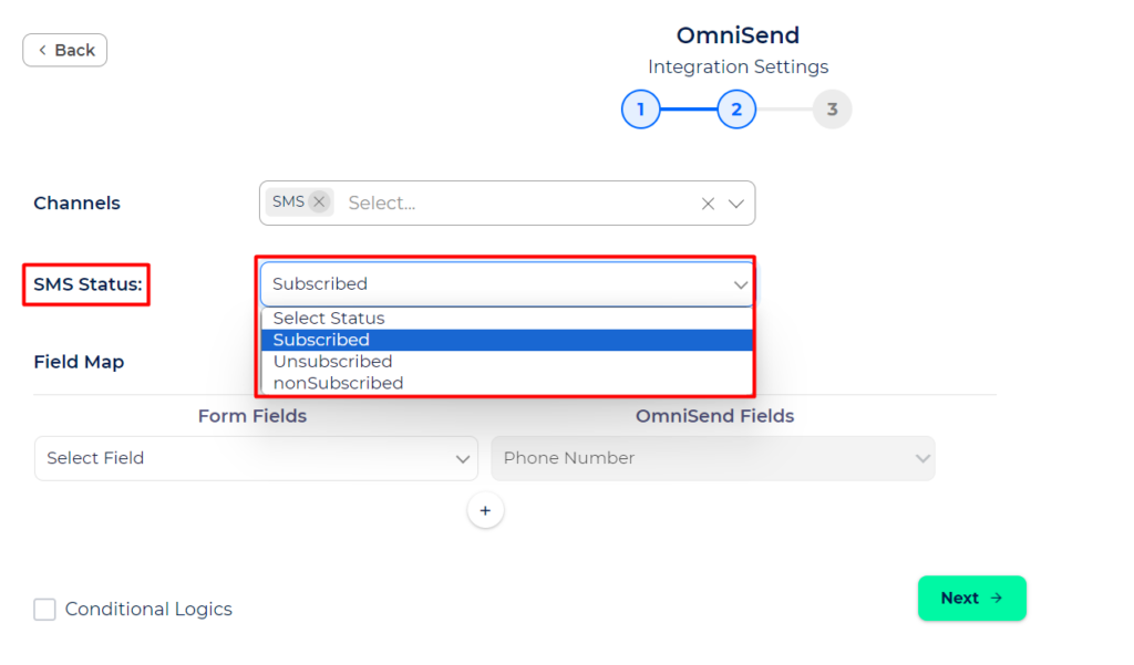 Omnisend Integration with Bit Integrations - Email Status - SMS
