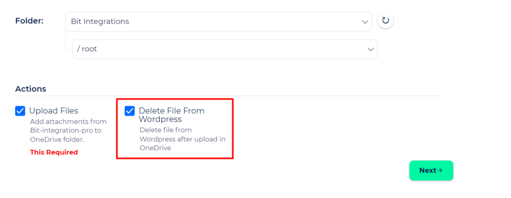 OneDrive Integration with Bit Integrations - Delete File From WordPress