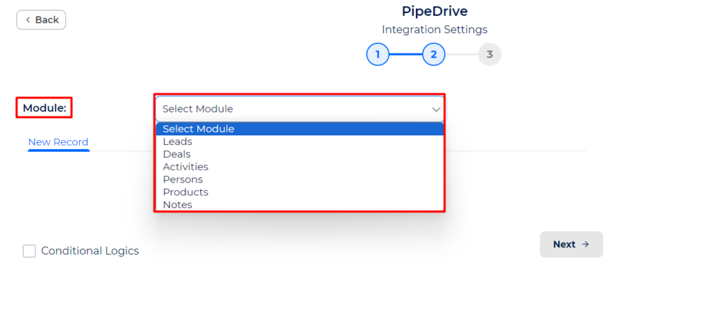 Pipedrive Integration with Bit Integrations - Choose Module