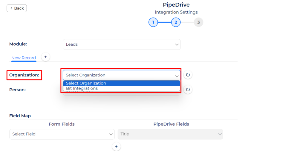 Pipedrive Integration with Bit Integrations - Organization