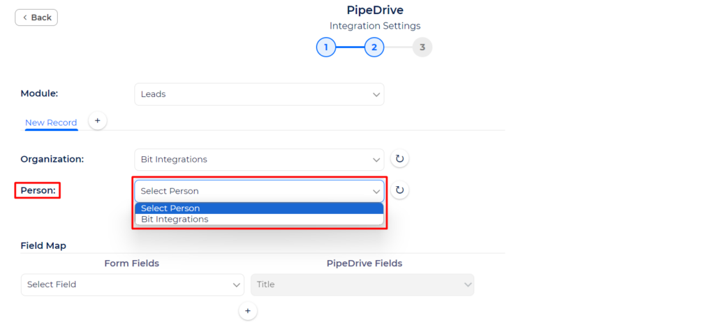 Pipedrive Integration with Bit Integrations - Person