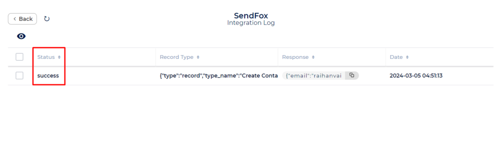 SendFox Integration with Bit Integrations - Success