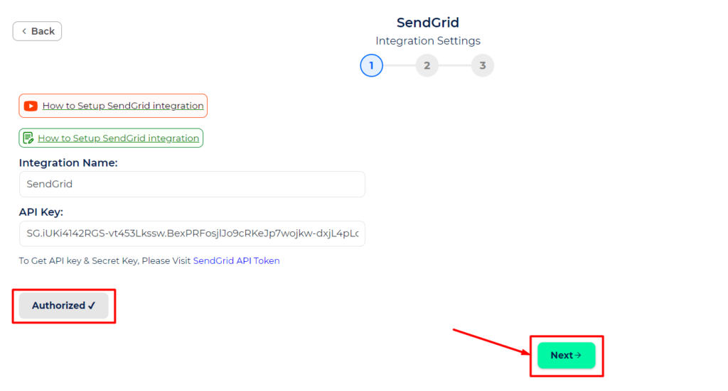 SendGrid Integration with Bit Integrations - Authorization is Success
