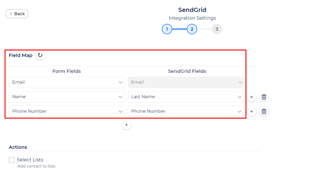 SendGrid Integration with Bit Integrations - Field Mapping
