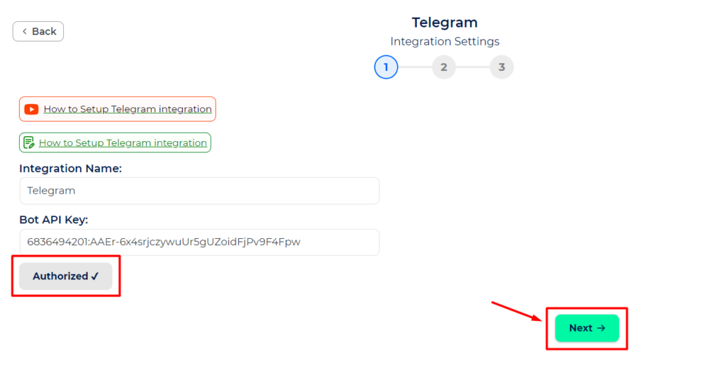 Telegram Integration with Bit Integrations - Authorization is Success