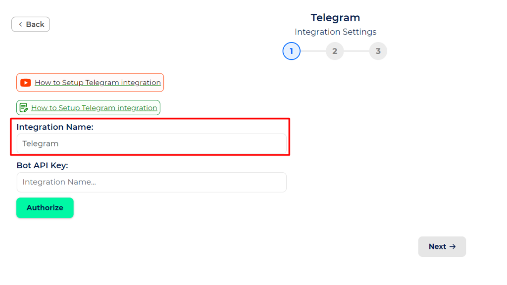 Telegram Integration with Bit Integrations - Set Integration Name