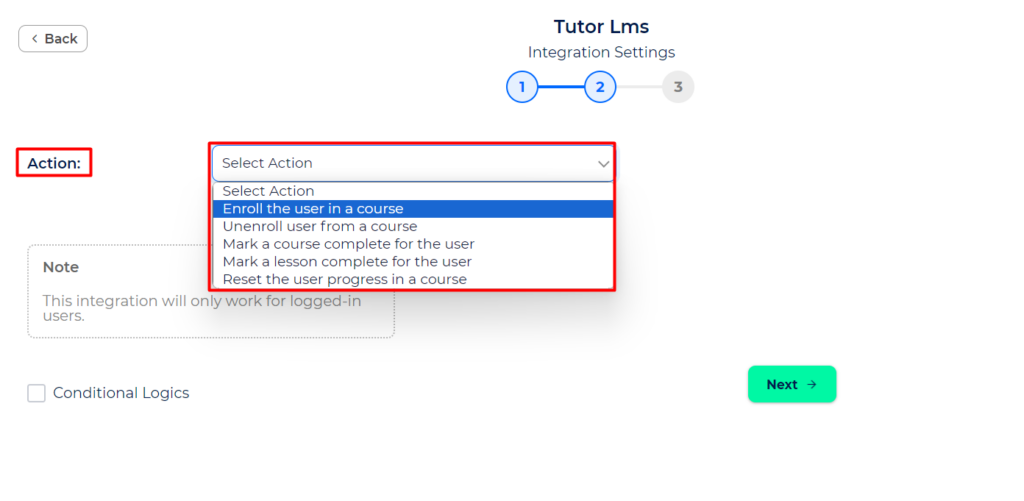 Tutor LMS Integration with Bit Integrations - Action