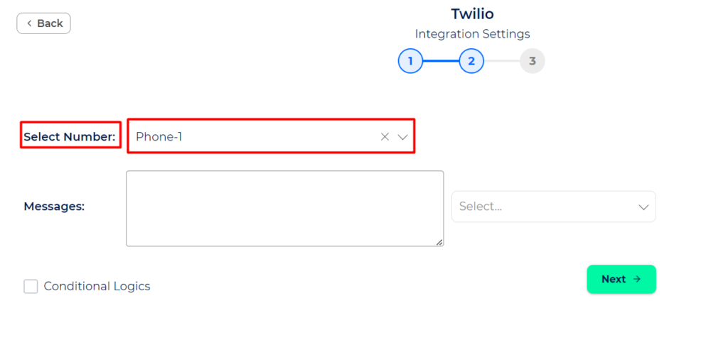 Twilio Integration with Bit Integrations - Select Number