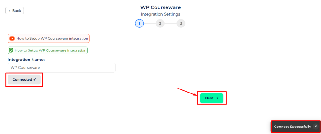 WP Courseware integration with Bit Integrations - connect to WP Courseware - successfully