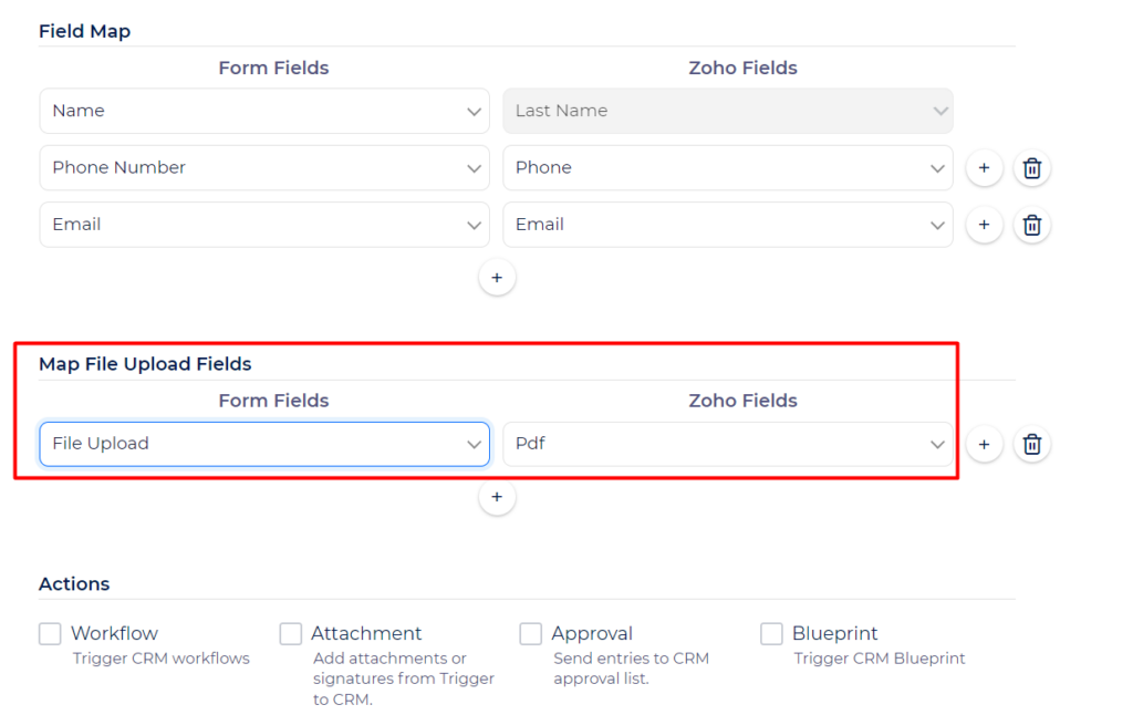 Zoho CRM Integration with Bit Integrations - Field Mapping - Map File Upload Fields