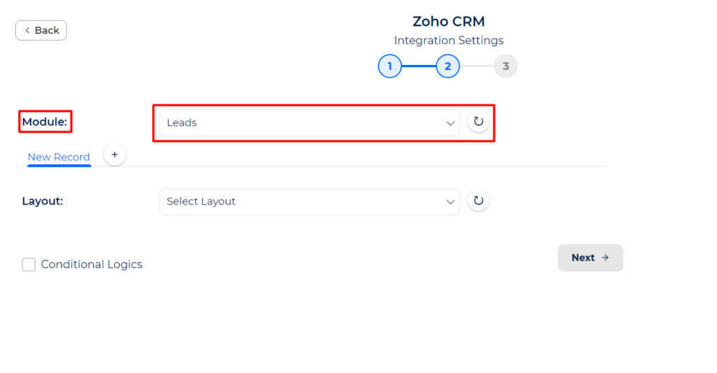 Zoho CRM Integration with Bit Integrations - Select Module