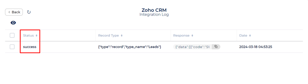 Zoho CRM Integration with Bit Integrations - Success