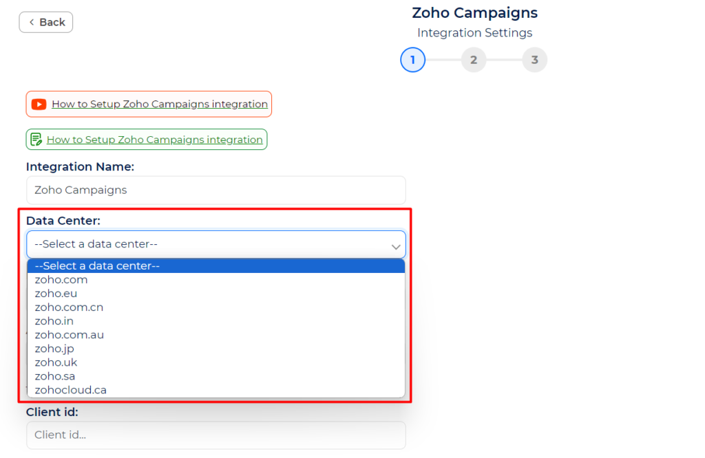 Zoho Campaigns Integration with Bit Integrations - Data Center