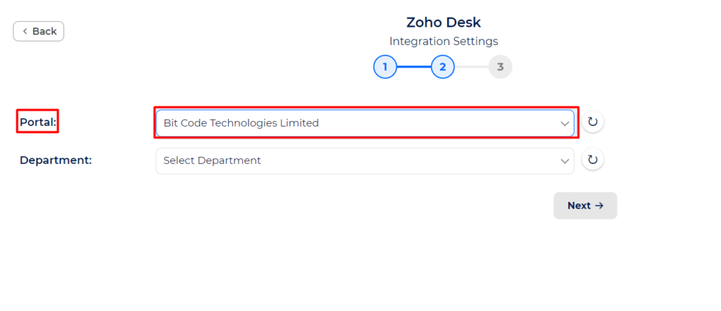 Zoho Desk Integration with Bit Integrations - Portal