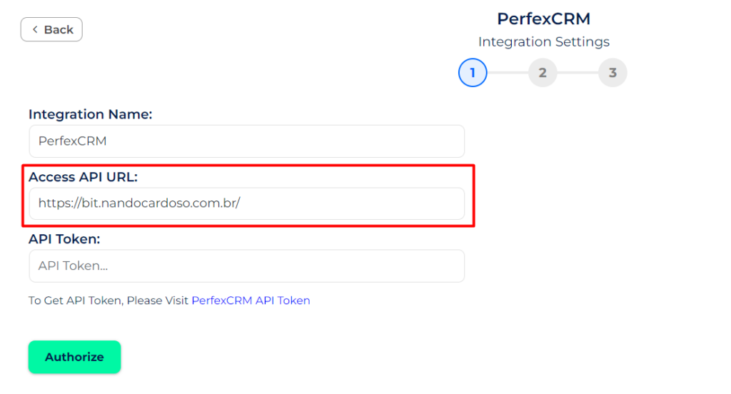 Perfex CRM access API URL