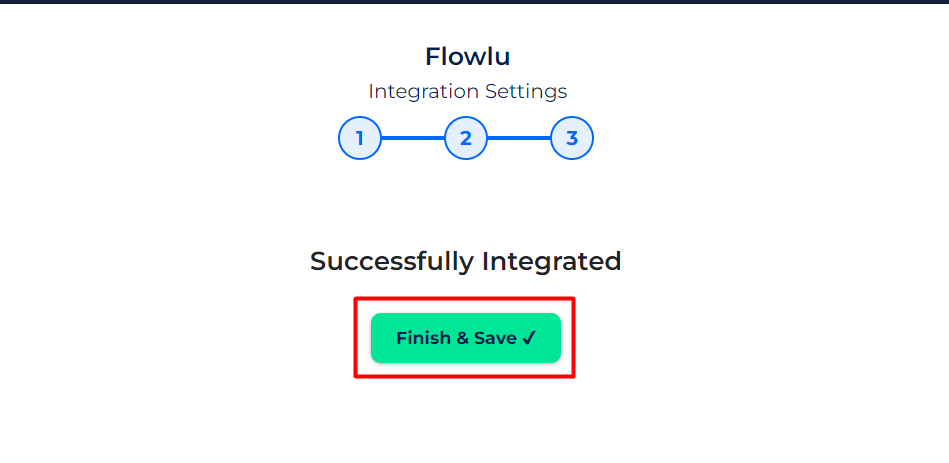 Flowlu Integrations finish and save