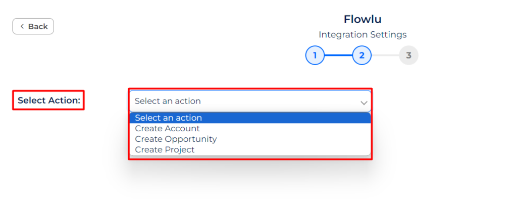 Flowlu Integrations select an action