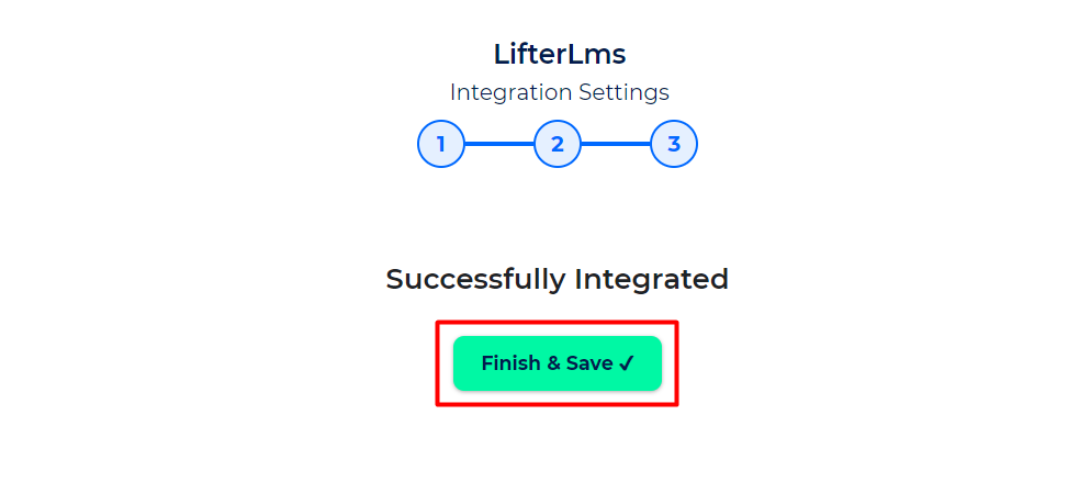 LifterLMS Integrations finish and save