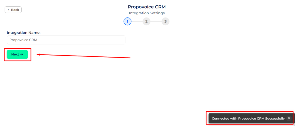Propovoice CRM integrations connection success