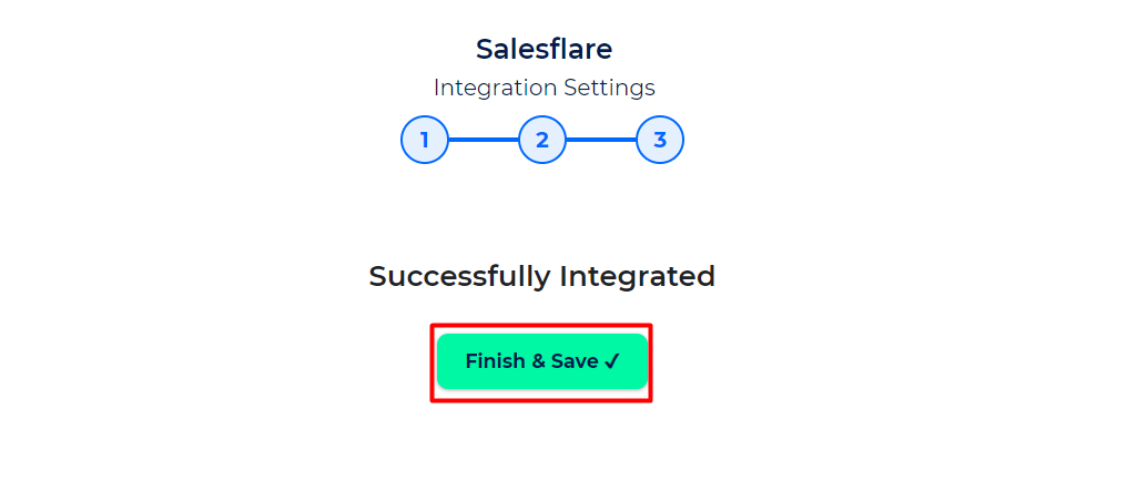 Salesflare Integrations finish and save