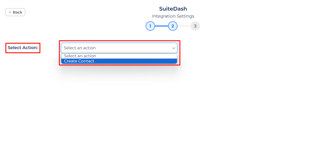 SuiteDash Integrations choose an action