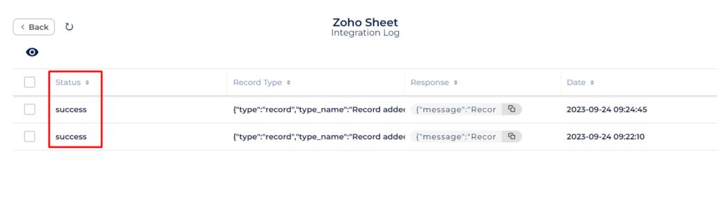 Zoho Sheet Integrations is success