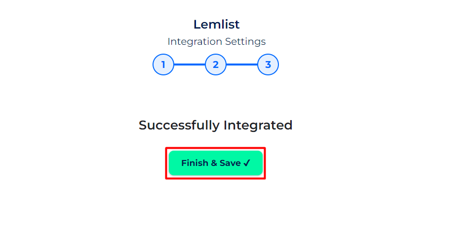 lemlist integrations finish and save