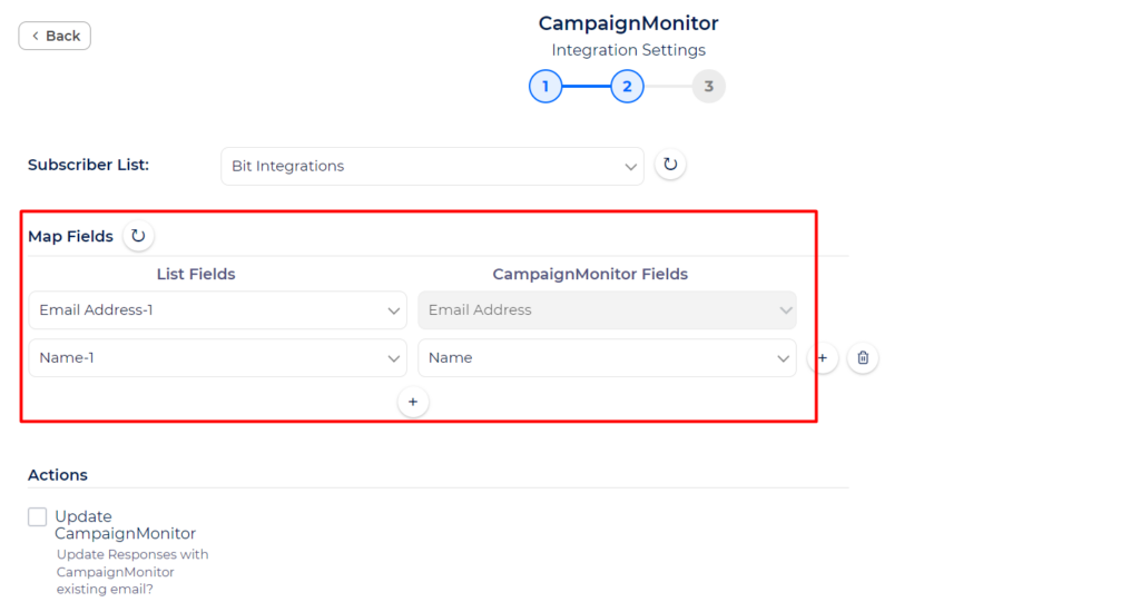 Campaign Monitor Integrations - Field Mapping