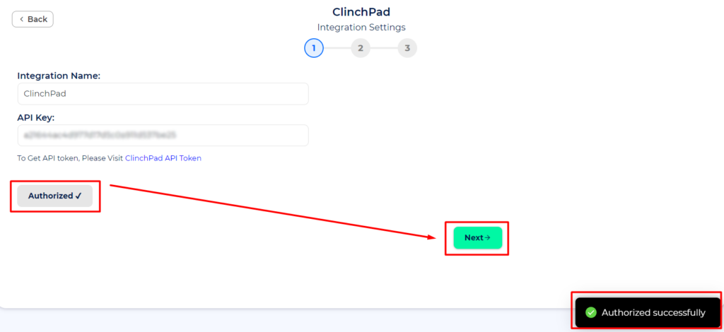 ClinchPad Integrations authorization is success 