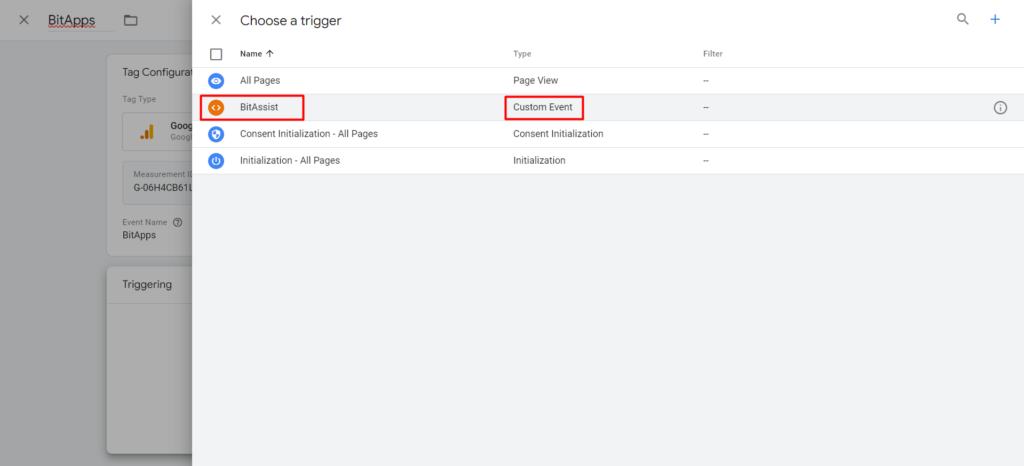 Google Analytics choose trigger custom event