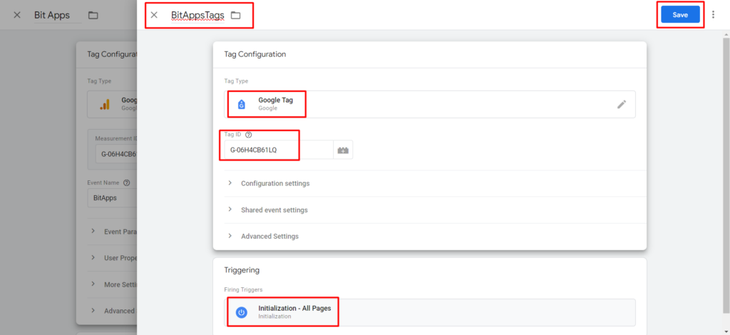 Google Analytics create tags