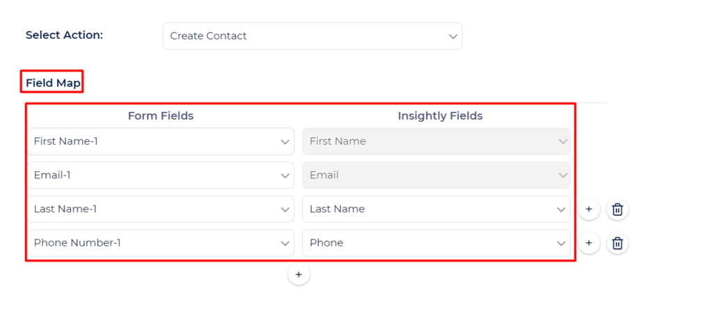 Insightly Integrations field mapping 