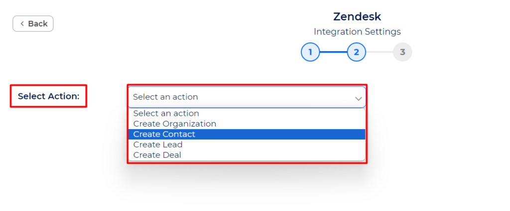 Zendesk Integrations choose an action