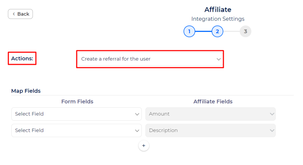 AffiliateWP Integrations - Action - Create a referral for the user