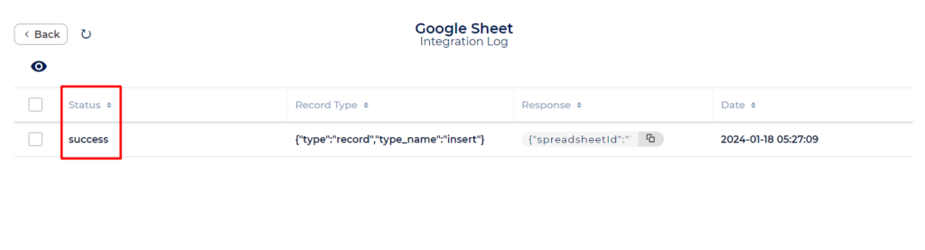 Google Sheets Integrations - Success