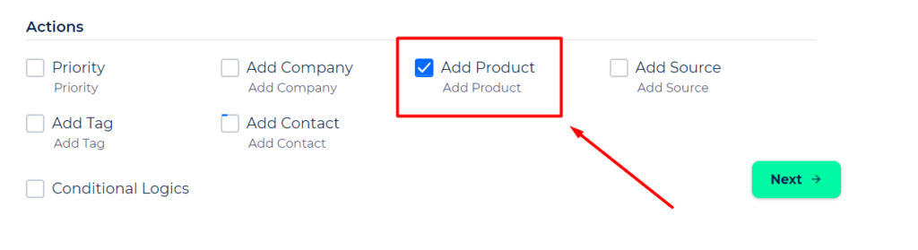 Nutshell CRM Integrations action Add Product